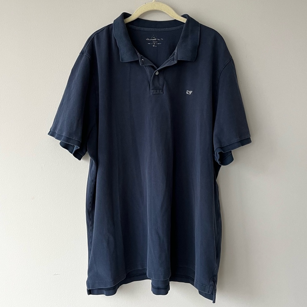 Men’s Vineyard Vines Navy Short-Sleeve Collar Cotton Polo Size XXL